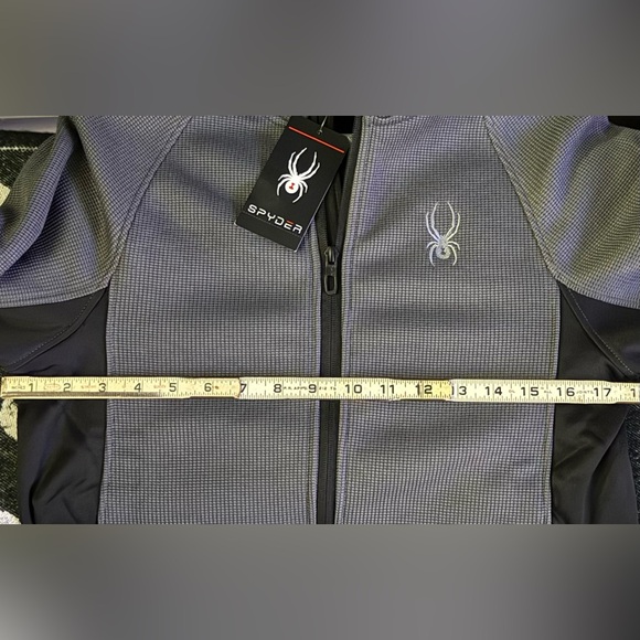 SPYDER MEN'S SMALL STELLER SHERPA LINED FULL ZIP JACKET CHARCOAL & BLACK - Picture 4 of 5